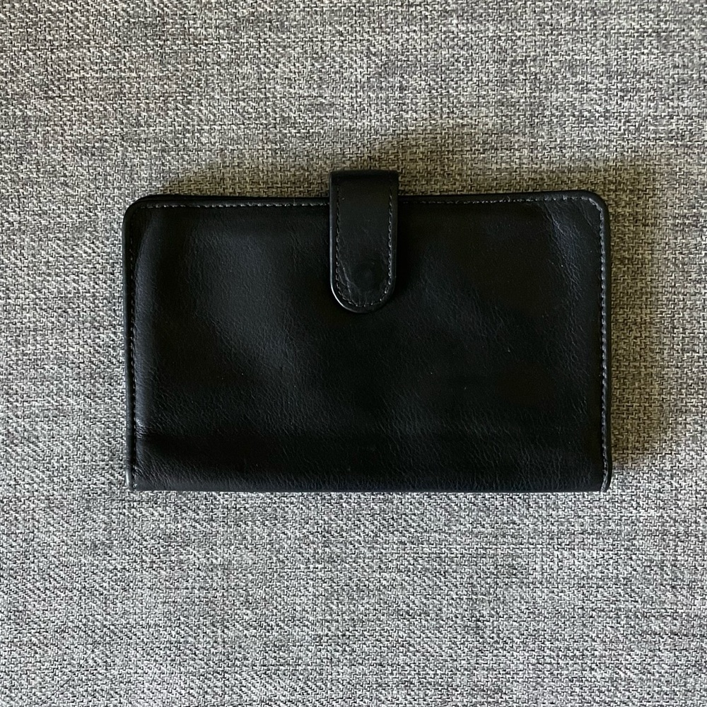 Vintage ECHT 2 PRYM Black Leather Checkbook Cover